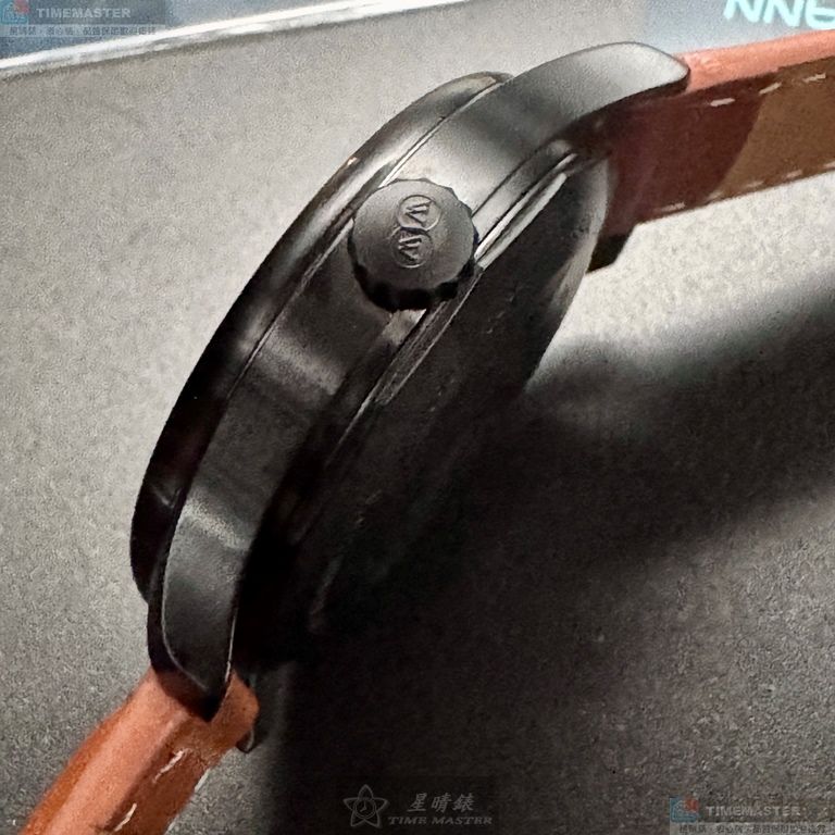 [星晴錶業]WAKMANN手錶,44mm,WA00038黑色錶面黑錶殼咖啡色真皮皮革錶帶款, , large