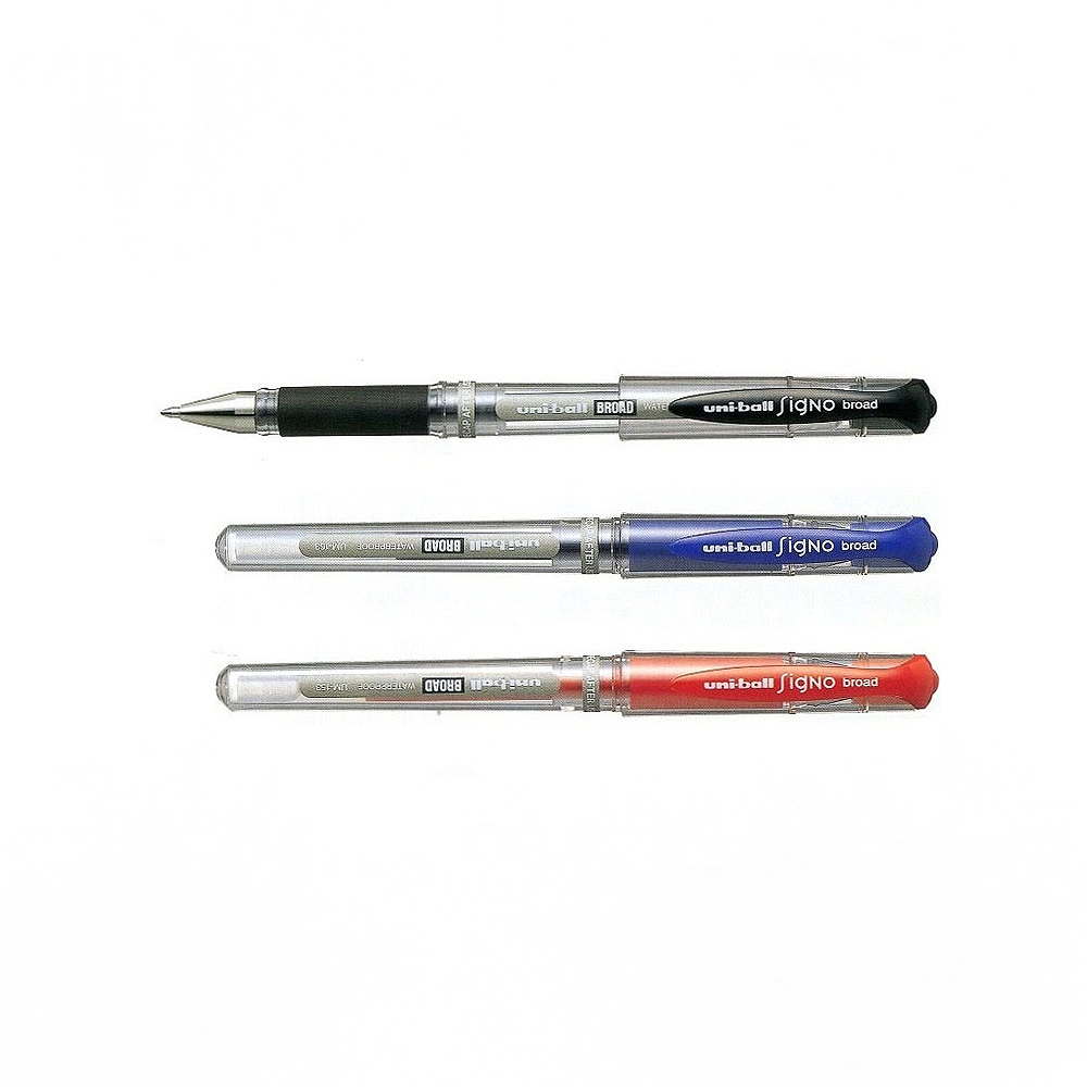 【三菱Uni】粗字中性筆 1.0mm 2支入/組 UM-153(黑/紅/藍)  -  紅色, , large