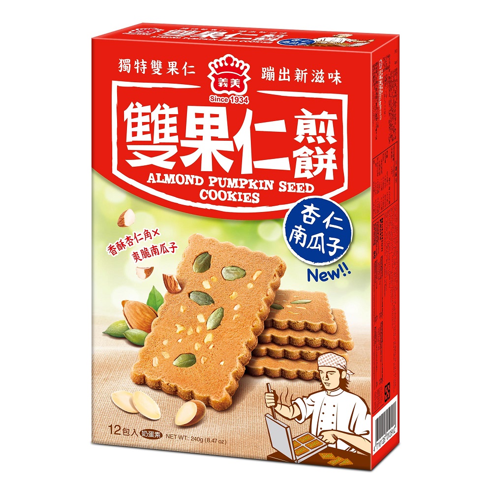義美雙果仁煎餅(杏仁南瓜子)240g, , large