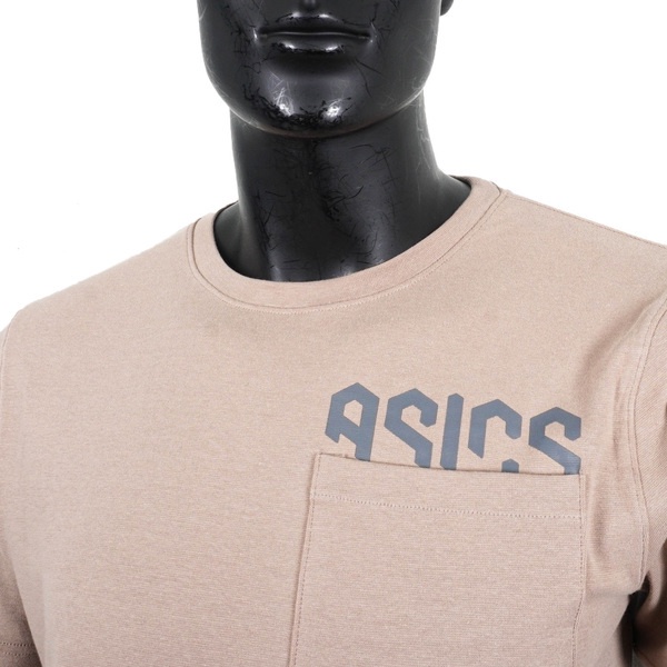 Asics 男女 大童 短袖 上衣 T恤 運動 訓練 棉質 親膚 舒適 寬鬆 口袋 奶茶 [2033B665-200], , large