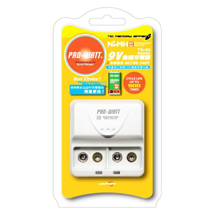 [寶旺旺]華志PRO-WATT 鎳氫9V急速充電器 雙廻路設計 TG-9D, , large