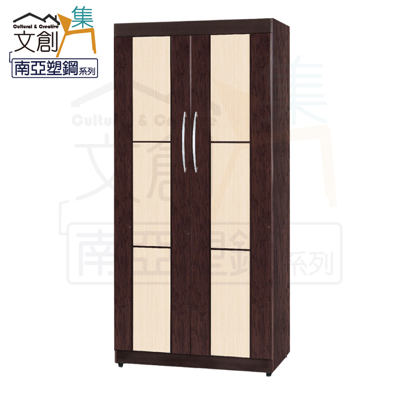 【文創集】杜亞 環保3尺南亞塑鋼二門高衣櫃/收納櫃(客約商品), , large