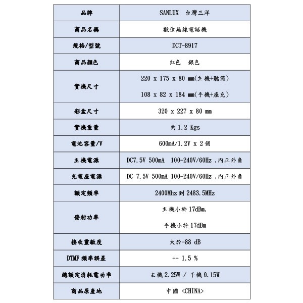 SANLUX 台灣三洋 數位無線子母機(三子機) 銀色 DCT-8917-3, , large