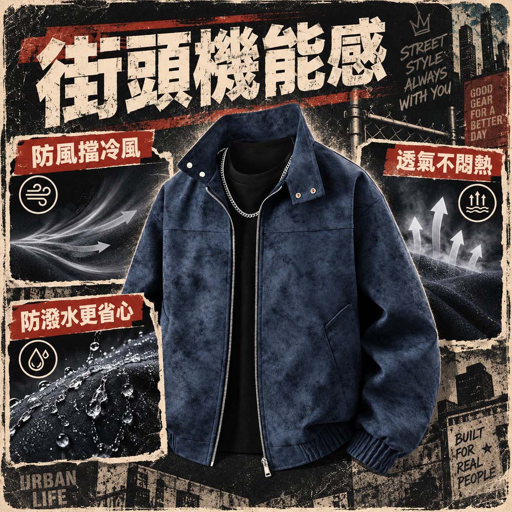 【CITY STAR】老派街頭美式外套 復古休閒翻領飛行夾克 男款皮衣, , large