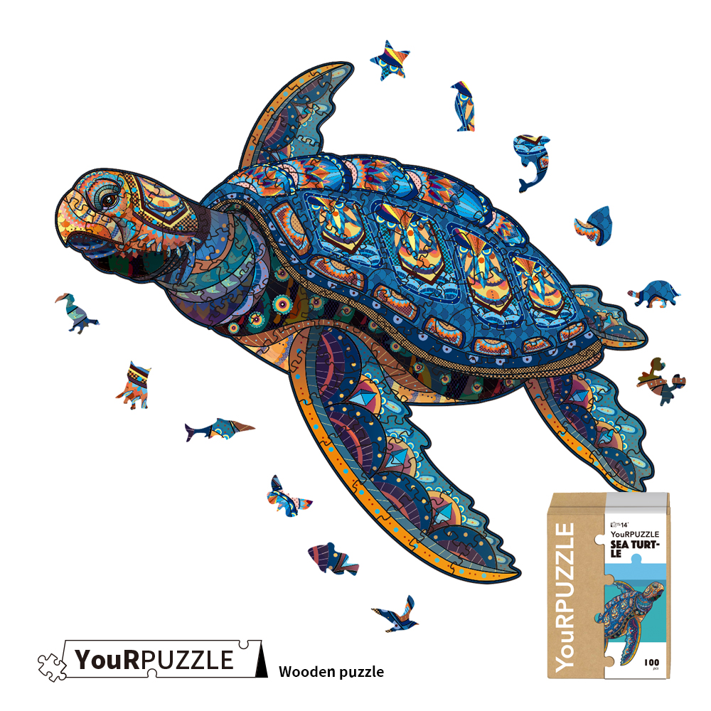 [積木共和國] 【YouRPUZZLE】台灣現貨海龜拼圖(檢驗合格木質動物拼圖), , large