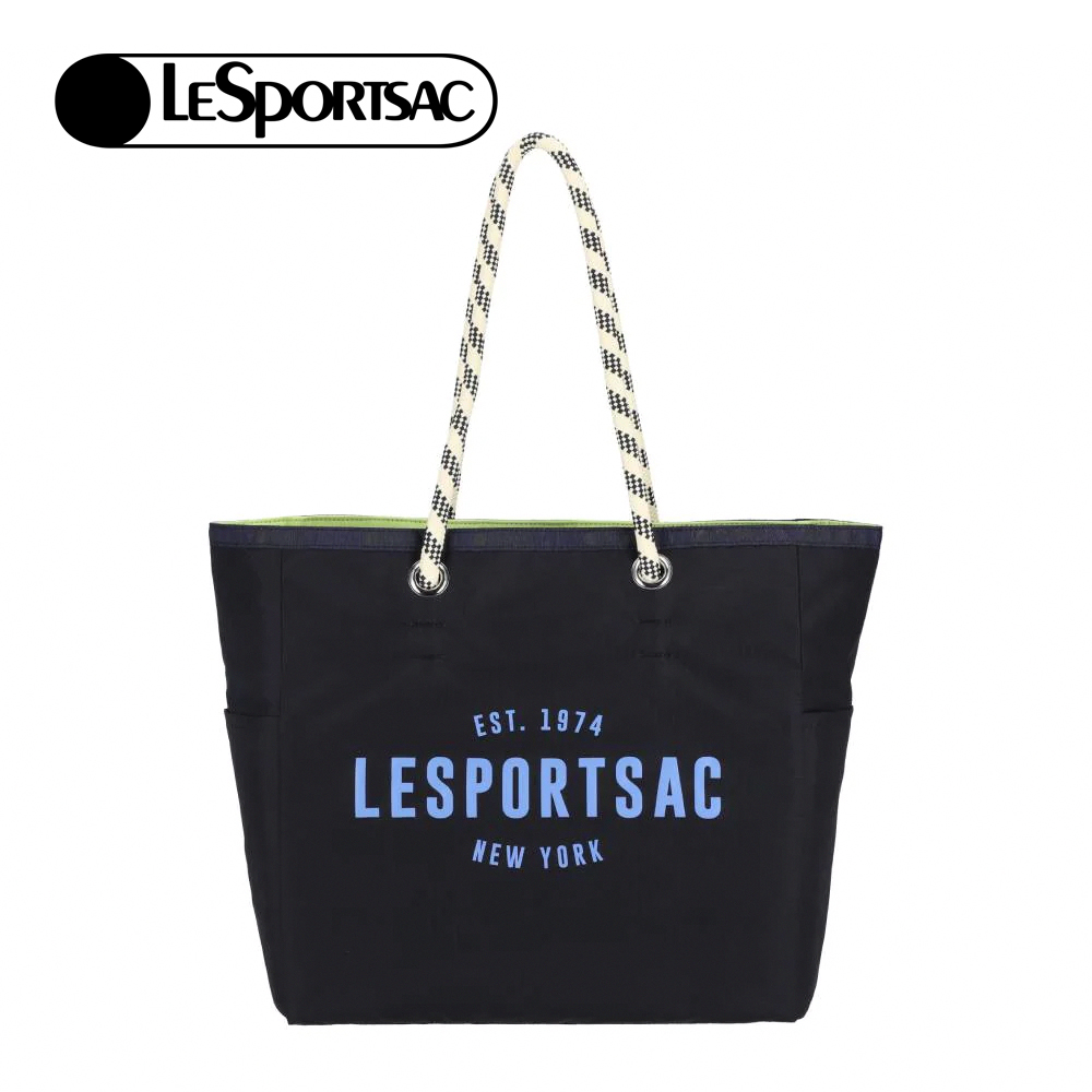 Lesportsac Medium Two-Way Tote 中型雙面托特包 購物袋 手提袋 便當袋 送禮 禮物(深藍x青檸綠)L261-1435P-FB16, , large