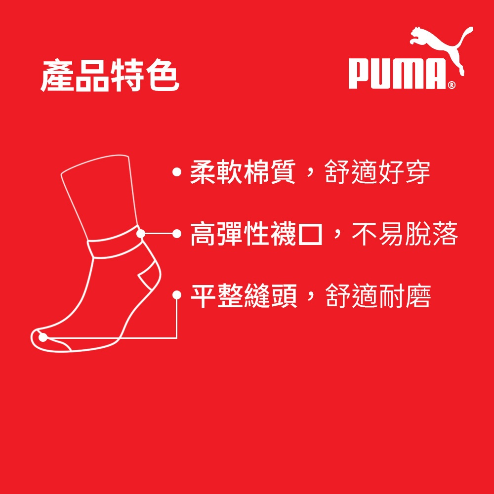 PUMA 男女款短筒襪 3雙裝 彪馬 跳豹 男襪 女襪 襪子 運動襪 腳踝襪 棉襪 柔軟 棉質 舒適 高彈 耐磨 白 黑, , large