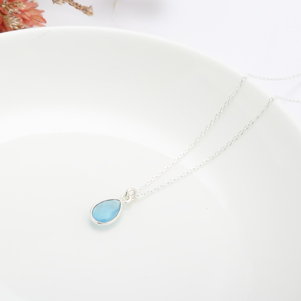 【Angel & Me】Natural Blue Chalcedony Raindrop s925 sterling silver necklace gift, , large
