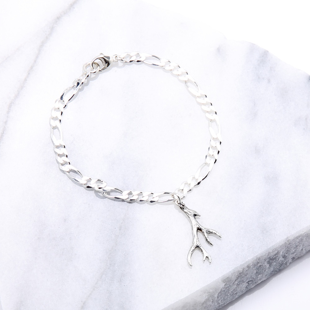 【Angel & Me】Deer Antler s925 sterling silver bracelet birthday gift, , large