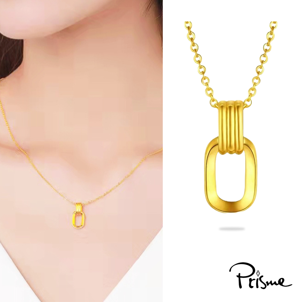 【Prisme Gold】黃金項鍊 幾何雙環 吊墜鍊墜項鍊 (金重：約0.08錢&plusmn;0.03), , large