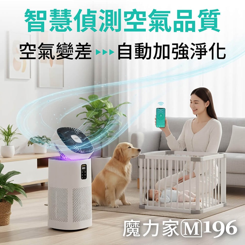 【MOLIJIA 魔力家】超值組-M196 智動UV抑菌風扇循環空氣清淨機-雲岩白, , large