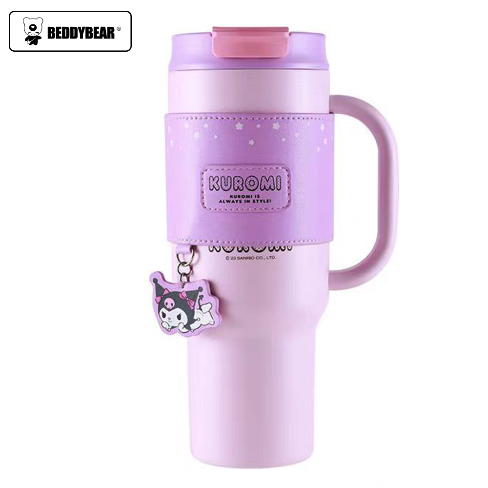 【hababy環安家居】杯具熊 Kuromi 庫洛米大容量保溫杯✨車載專用附杯套吊飾保冷保熱壺1600ml, , large