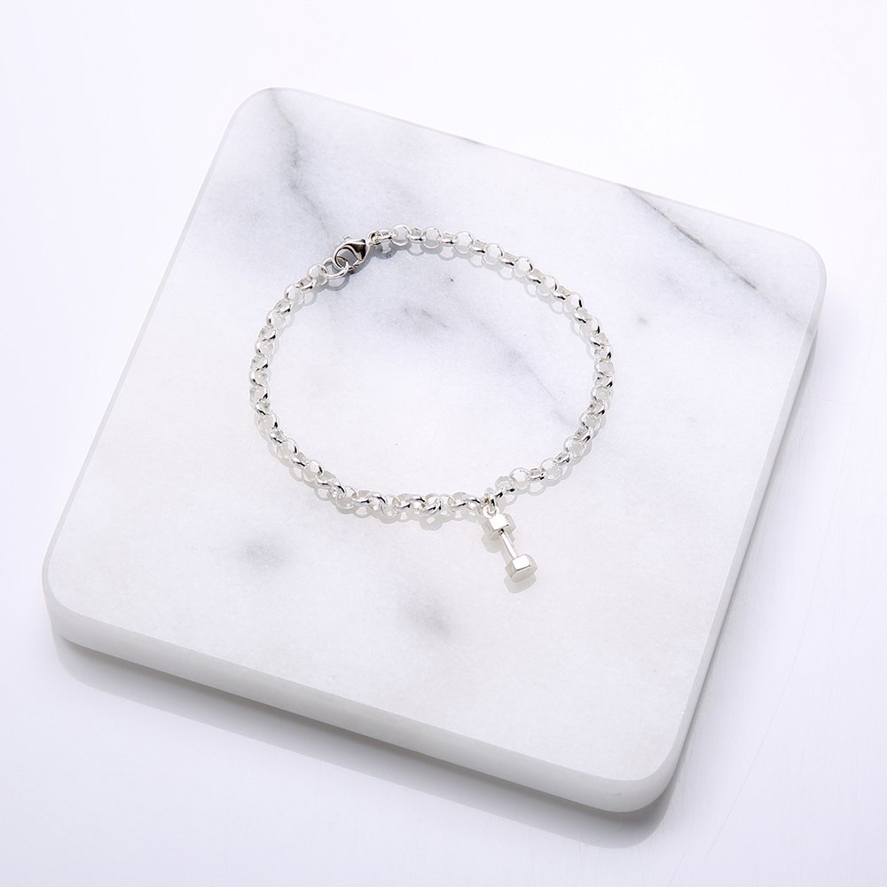 【Angel & Me】Dumbbell fitness s925 sterling silver bracelet Valentine Day gift, , large