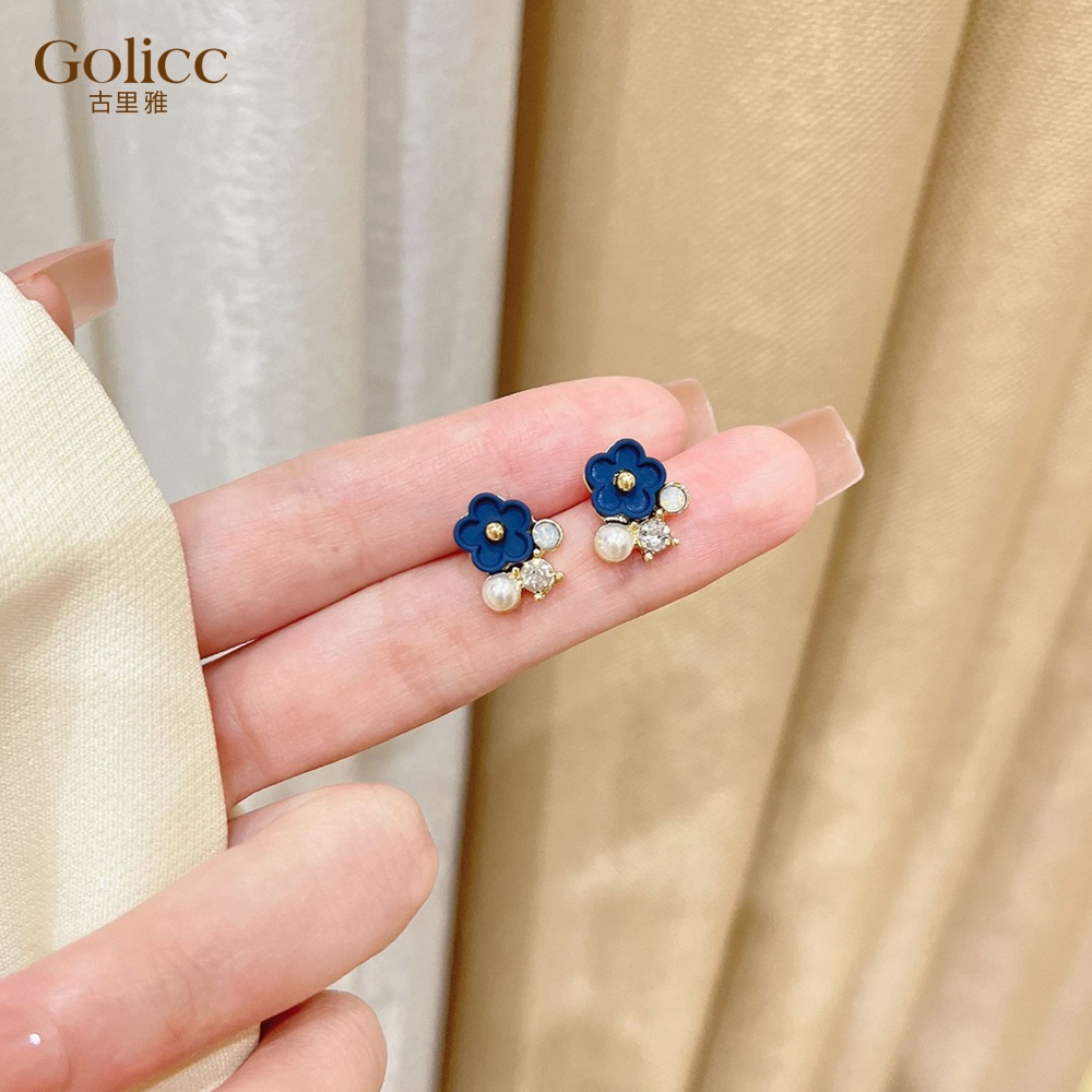 【Gulicc】古莉可 耳環 法式克萊茵蘭花朵小巧耳釘, , large