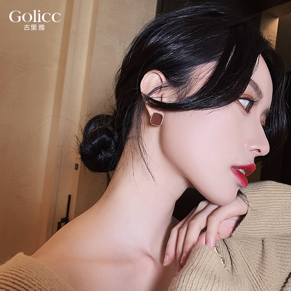 【Gulicc】古莉可 耳環 法式復古酒紅耳環, , large