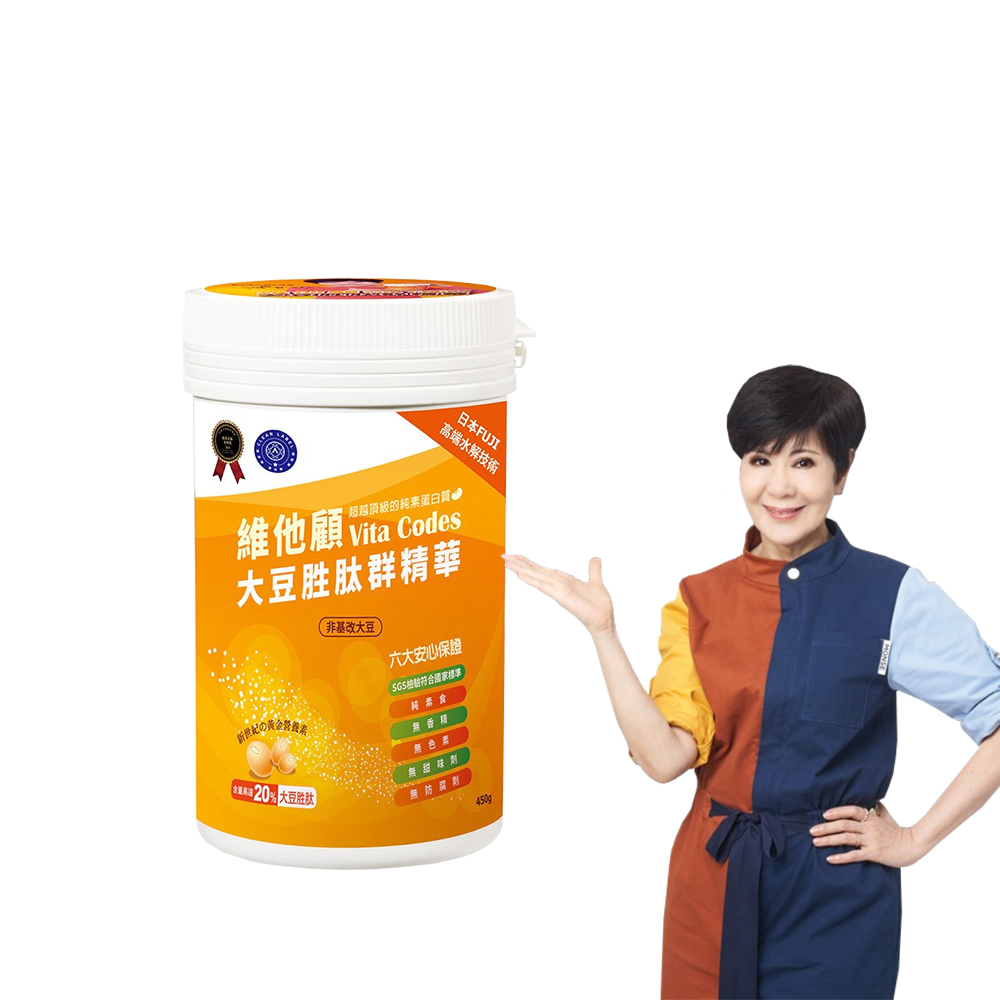 【Vita Codes】大豆胜肽群精華罐裝450g 陳月卿推薦 附湯匙+線上食譜-1罐組, , large