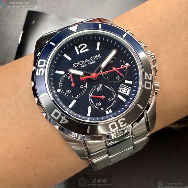 [星晴錶業]COACH手錶,44mm,CH00180寶藍色錶面銀錶殼銀色精鋼錶帶款, , large