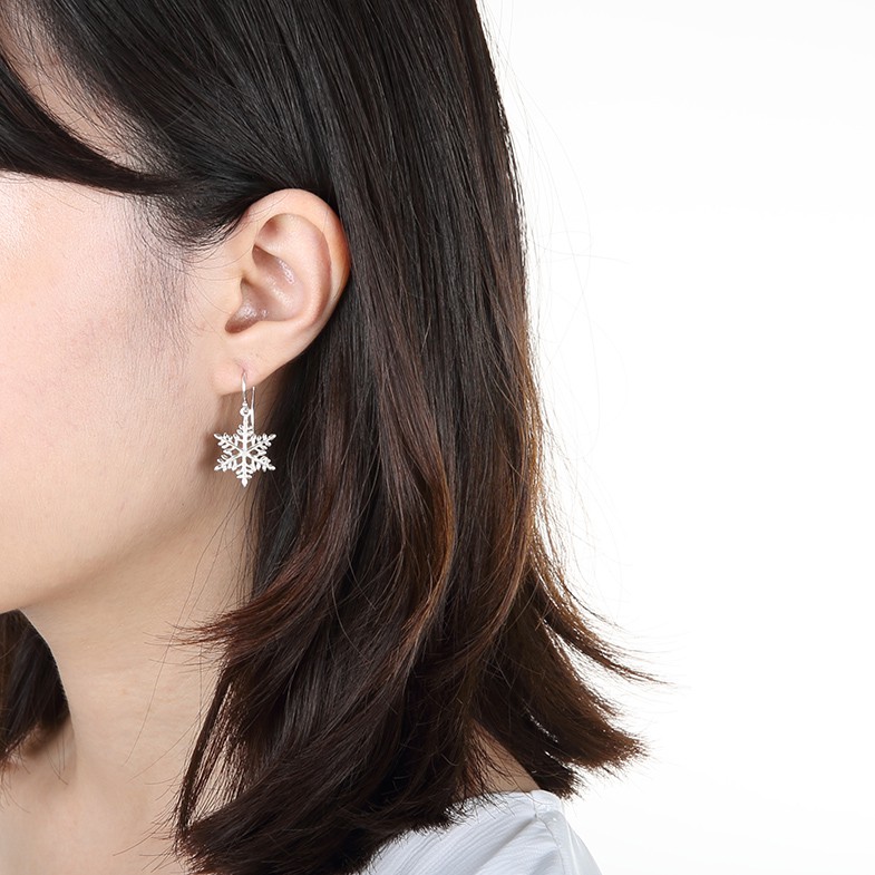 【Angel & Me】Xmas Snowflake snow s925 sterling silver earrings gift, , large
