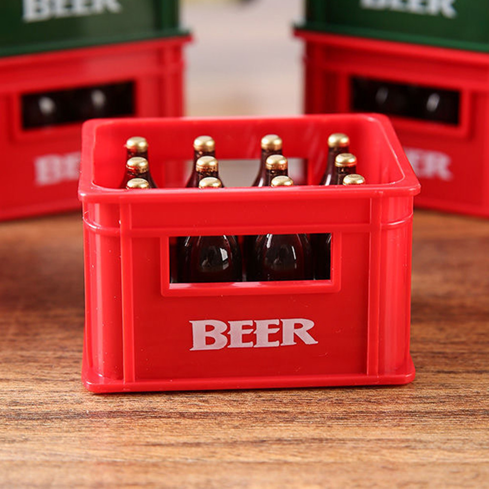 啤酒箱造型開瓶器【紅色/綠色】開瓶器 啤酒箱 迷你啤酒箱 厚實開瓶器 自帶磁鐵 磁吸收納 6*4.8*3.8cm, , large