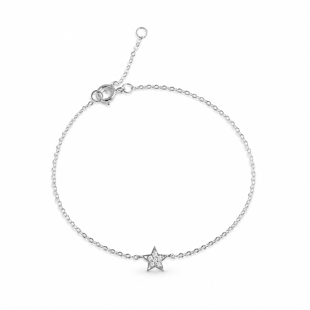 【A'jane】18K白金 白金星願 鑽石手鍊 天然真鑽 送禮推薦 A052503-008, , large