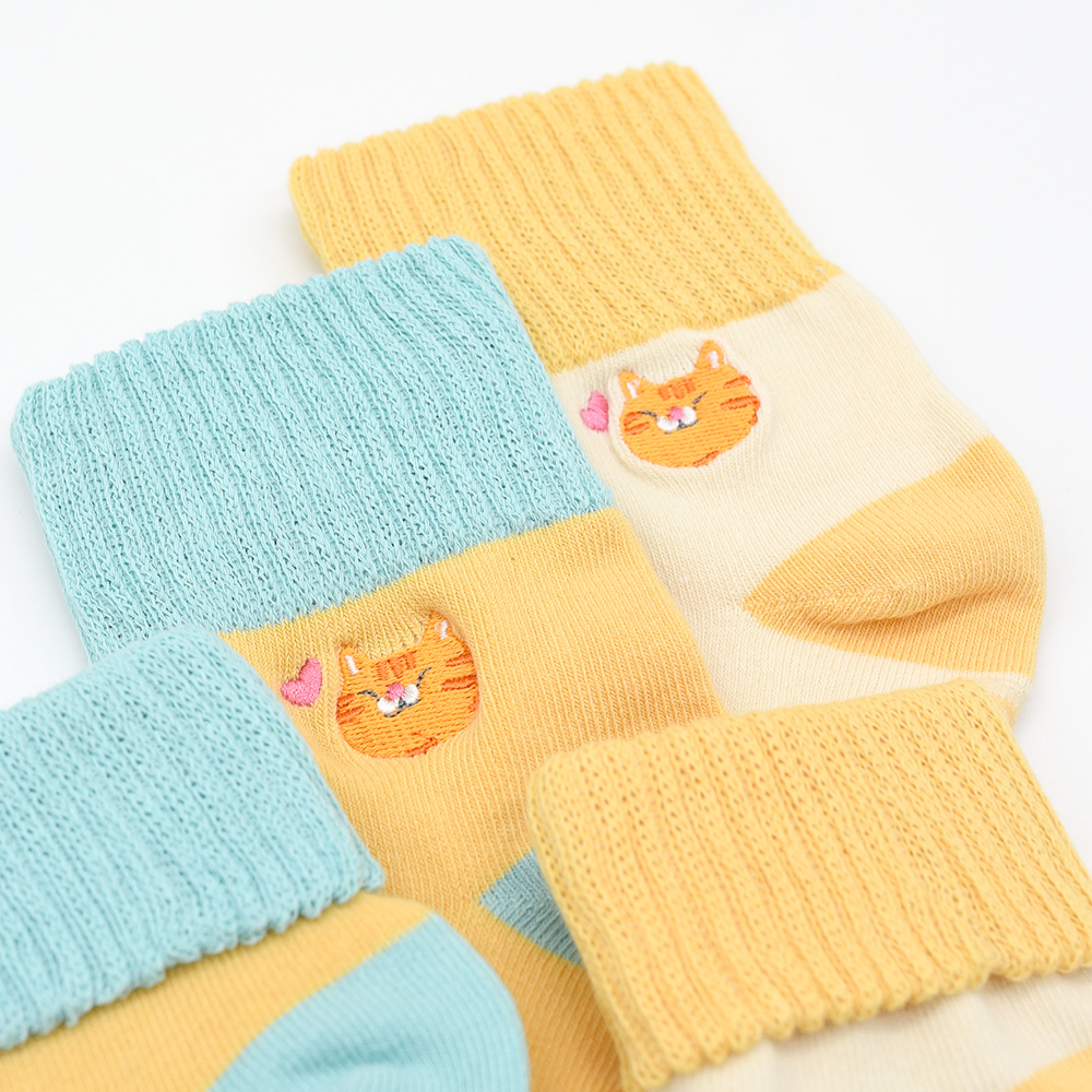 【minihope美好的親子生活】刺繡反折中筒襪2雙組-奇奇, , large