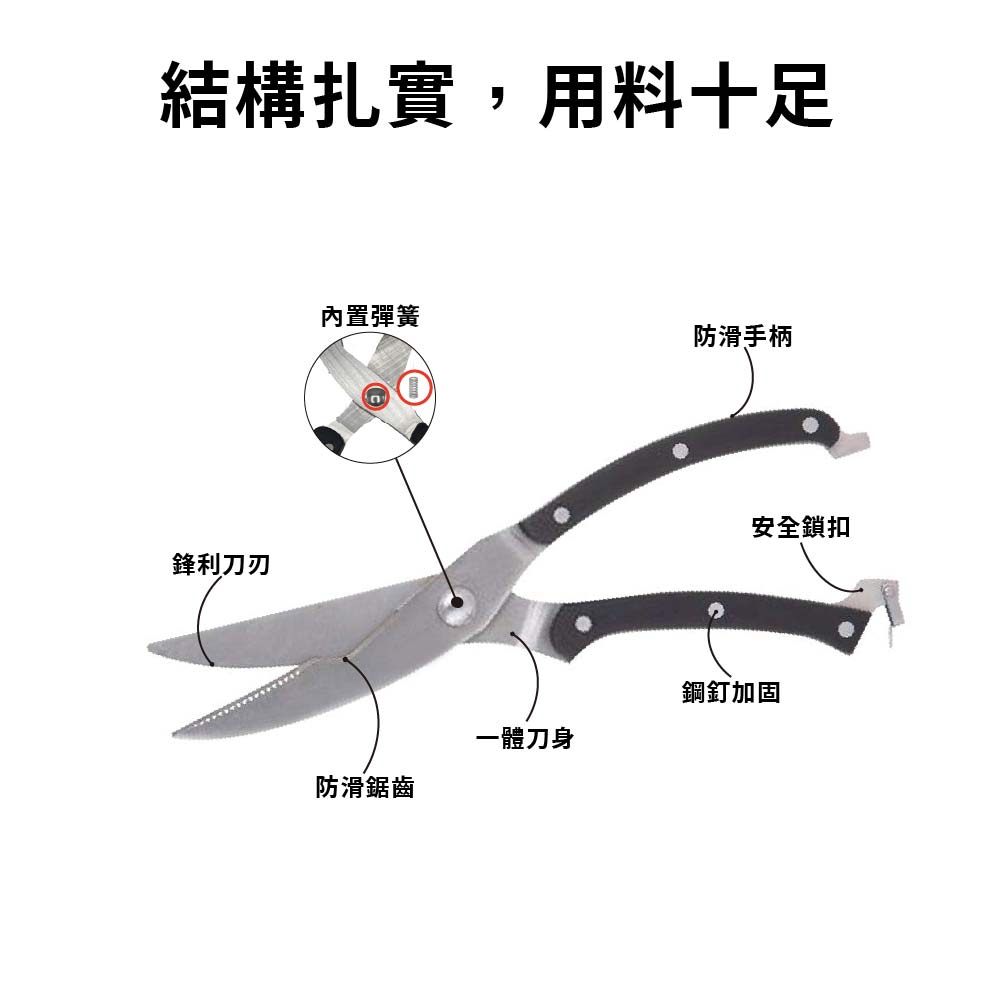 加大雞骨剪 彎剪 不鏽鋼雞骨剪 廚房剪刀 弧形雞骨剪【Ho覓好物】強力剪刀 料理剪刀 剪骨剪刀 萬用剪刀 JP2655, , large