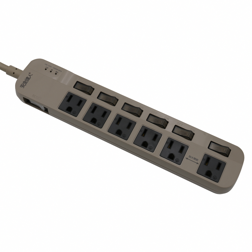 【APEX】智慧過載警示器 7開6插3P延長線-1.8米 -S-63WF, , large
