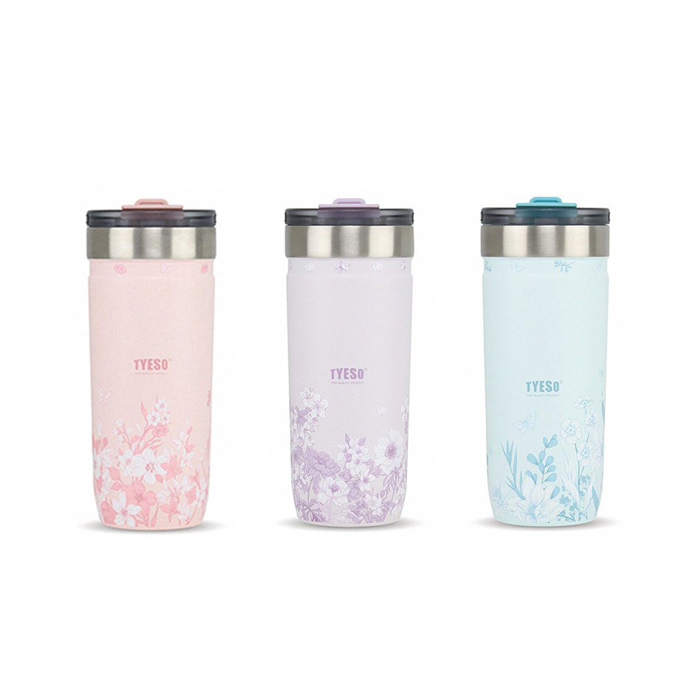 【H&R安室家】泰碩 TYESO 花卉系列304不鏽鋼吸管杯710ml(H42), , large
