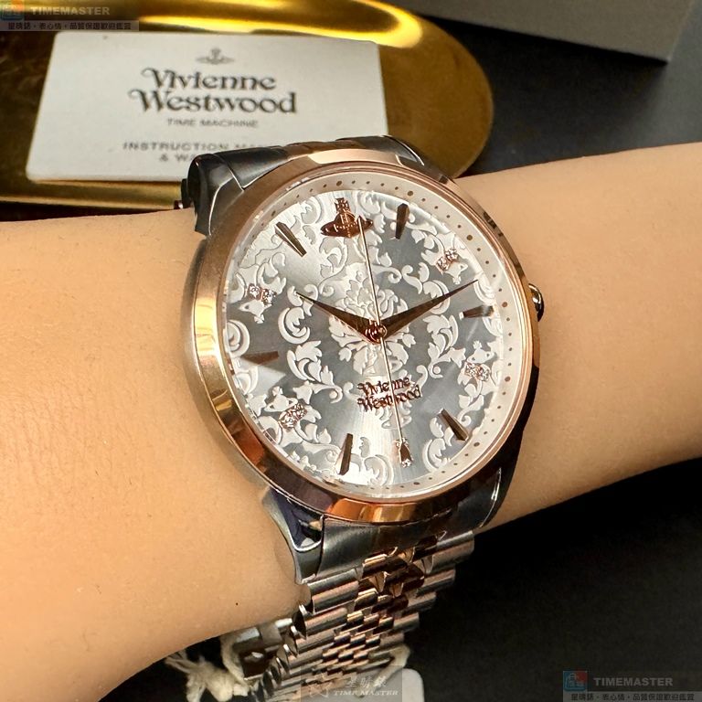 [星晴錶業]Vivienne Westwood手錶,38mm,VW30320銀白色錶面玫瑰金錶殼金銀相間精鋼錶帶款, , large