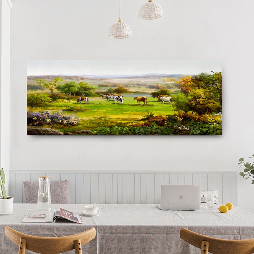 【御畫房】牧牛 國家一級畫師手繪油畫60&times;120cm(VF-48), , large