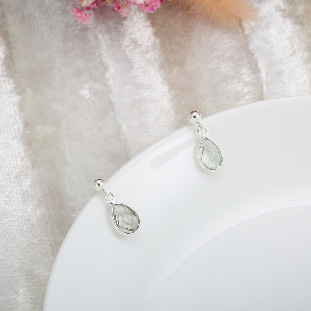 【Angel & Me】Green Quartz Crystal Raindrop earrings (changeable ear clips), , large
