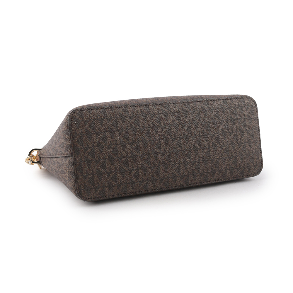 Michael Kors 金字滿版塗層帆布口袋貝殼包/咖啡色, , large
