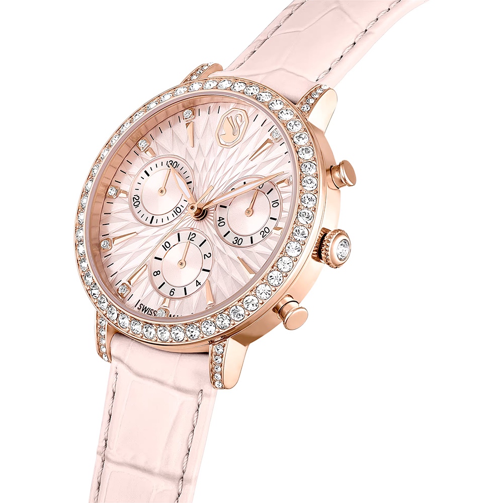 SWAROVSKI 施華洛世奇 Matrix Tennis Chrono 水晶三眼計時手錶 女錶36mm(569830), , large
