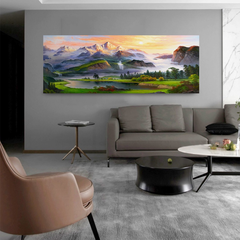 【御畫房】旭日東升 國家一級畫師手繪油畫60&times;120cm(VF-56), , large