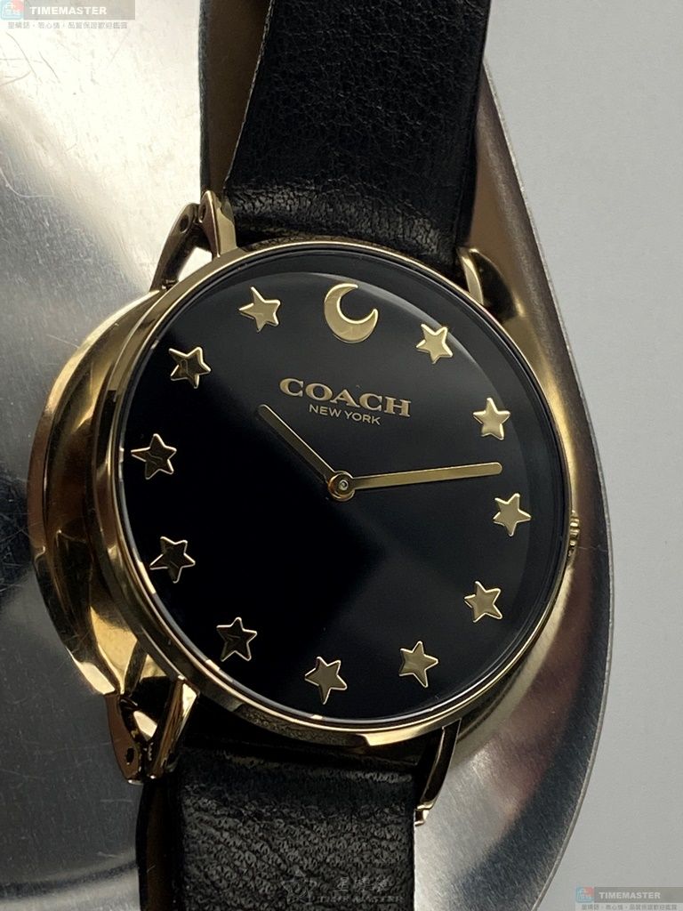 [星晴錶業]COACH手錶,36mm,CH00006黑色錶面金色錶殼深黑色真皮皮革錶帶款, , large