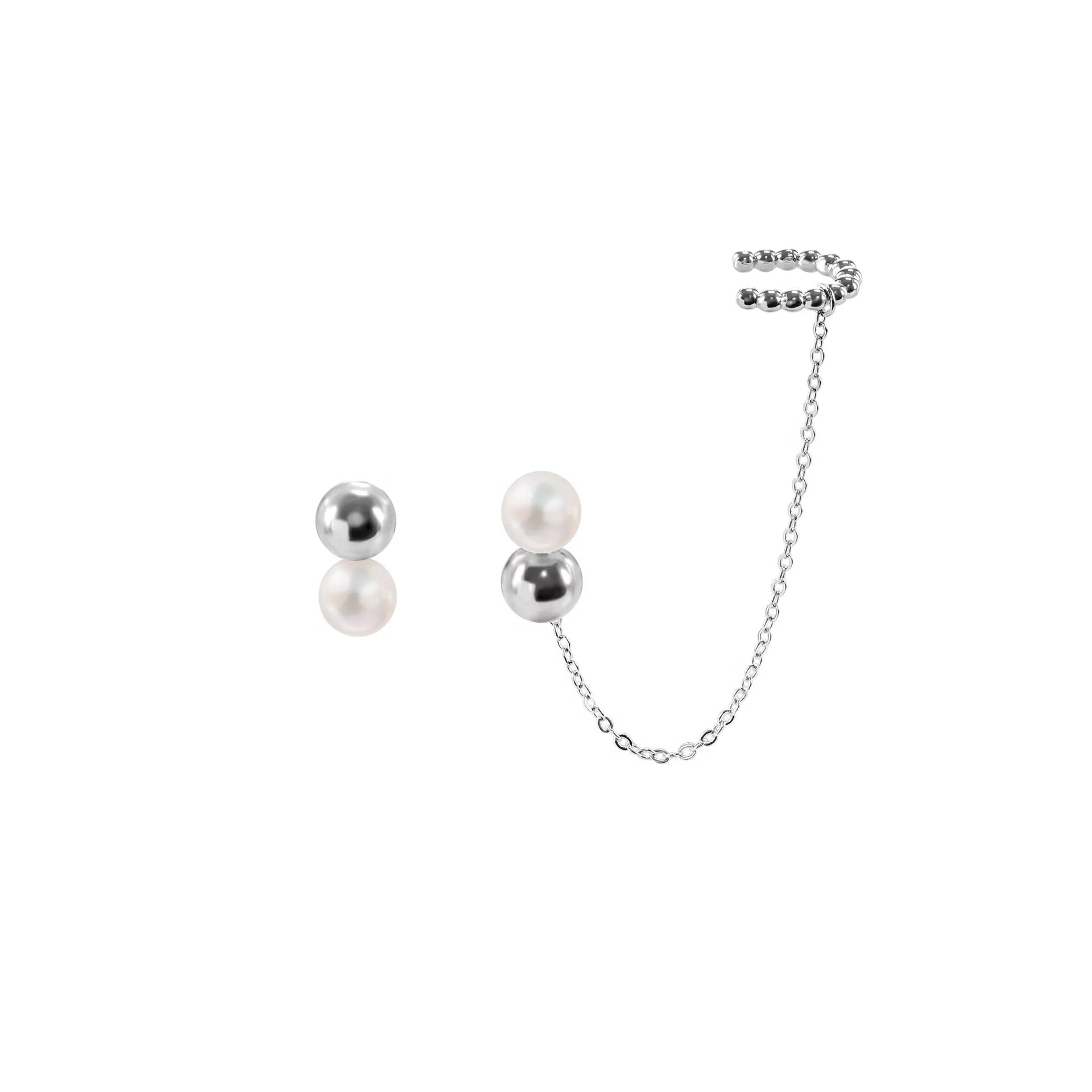 Bubble pearl earrings, , large