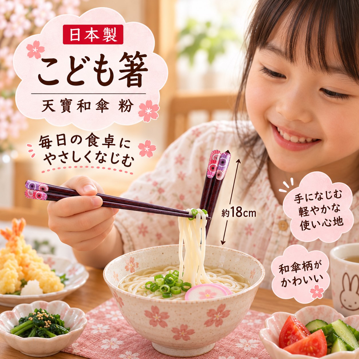 【HIYASU日安工坊】日本兒童箸-天寶和傘 粉, , large
