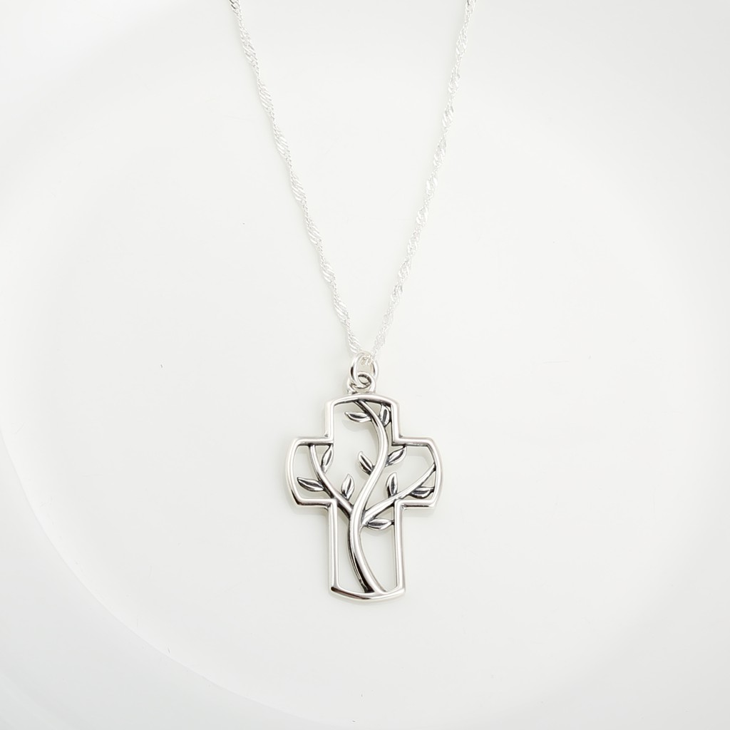 【Angel & Me】Tree of Life Cross 925 sterling silver necklace Christmas gift, , large