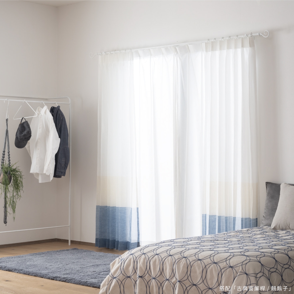 Ready-Made Sheer Curtains &ndash; Set of 2 Panels &ndash; "Blue Ocean Gradient" &ndash; Width 100cm, Height 163/208/238cm &ndash; Made in Taiwan &ndash; Beige & Blue Tones &ndash; Ocean Style &ndash; Machine Washable, , large