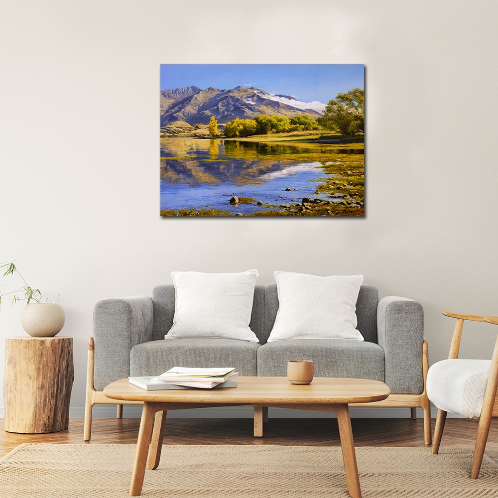 【御畫房】湖畔風光 國家一級畫師手繪油畫60&times;80cm, , large