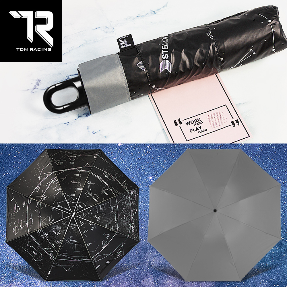 [TDN] One-Touch Auto-Fold Ultra-Light Starry Cooling Umbrella &ndash; Black Coating Reverse Umbrella (B7433) &ndash;Gray, , large