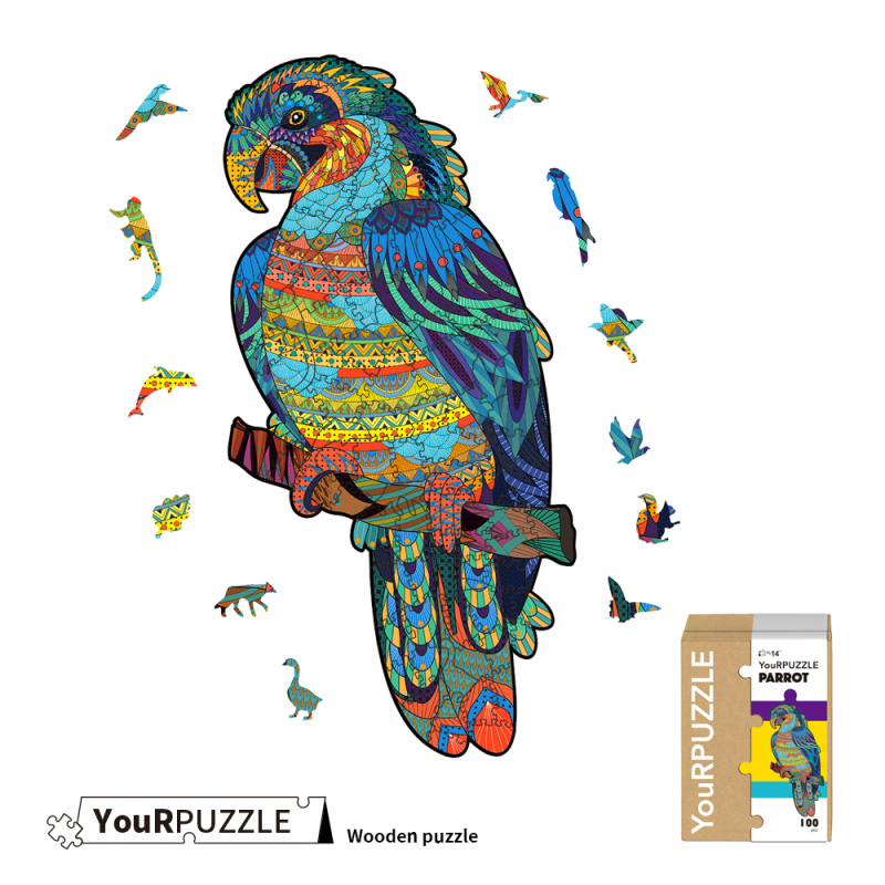 [積木共和國] 【YouRPUZZLE】台灣現貨鸚鵡拼圖(檢驗合格木質動物拼圖), , large