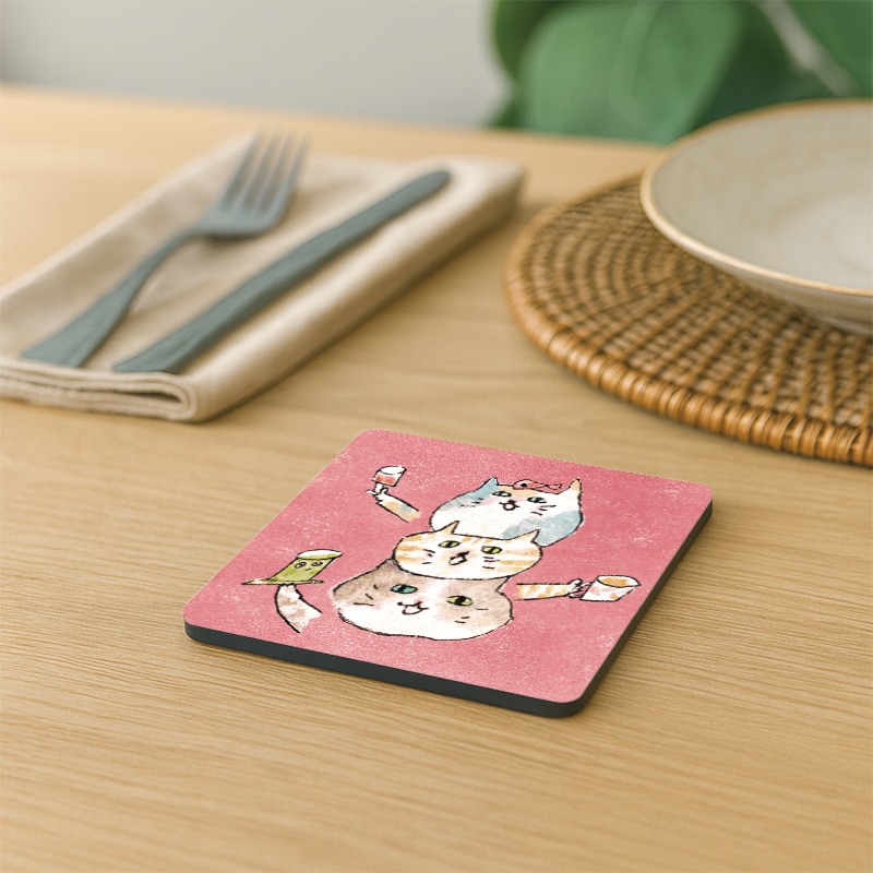 【Monster】 Soft Diatomaceous Earth Absorbent Coaster &ndash; A Cup of Life &mdash; Ducky Shen (10x10cm) &ndash; Tea Time Meoow, , large