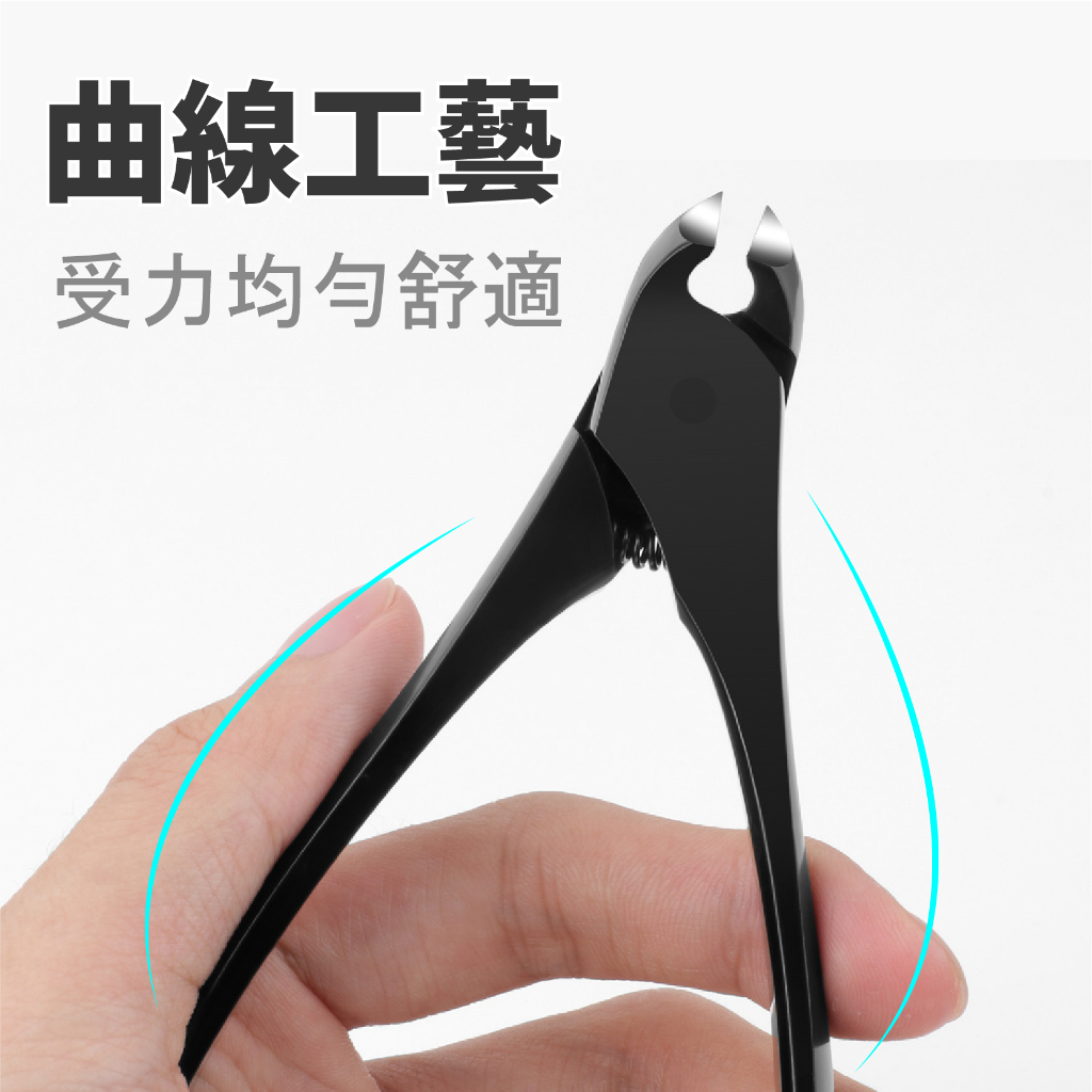 Precision Toenail Nipper for Thick & Ingrown Nails &ndash; Large Handle Stainless Steel Nail Cutter for Manicure & Pedicure, Ergonomic Design, Black, SUNDEN SD1819, , large