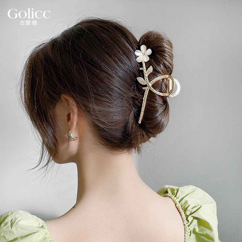 【Gulicc 】古莉可 髮夾 貓眼石花朵 精緻抓夾, , large