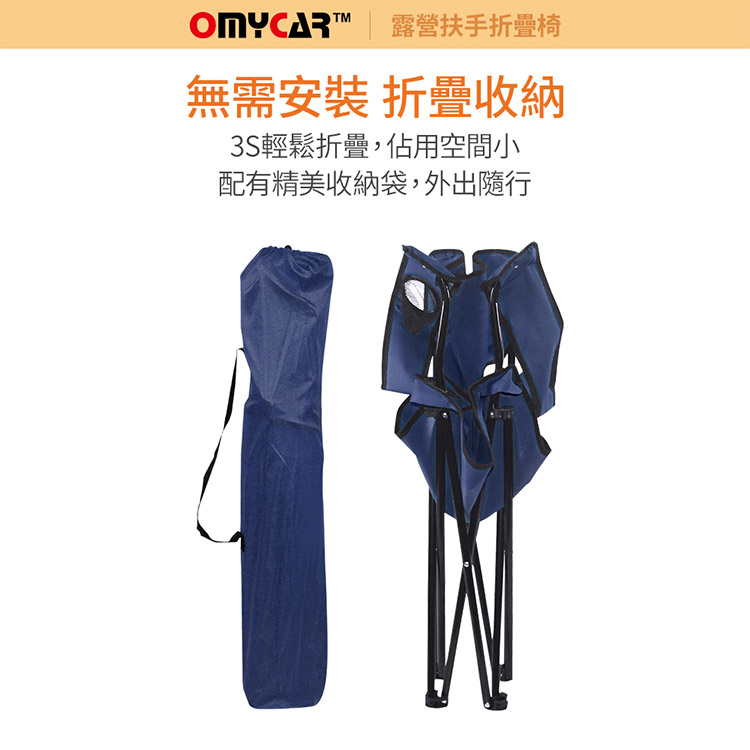 2入組【OMyCar】戶外露營扶手折疊椅 (收納椅 釣魚椅 露營椅 戶外椅 導演椅 野餐)-藏青, , large