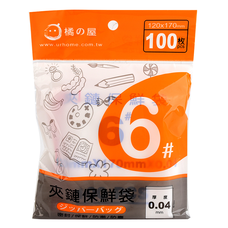 橘之屋6號夾鏈袋-100入, , large