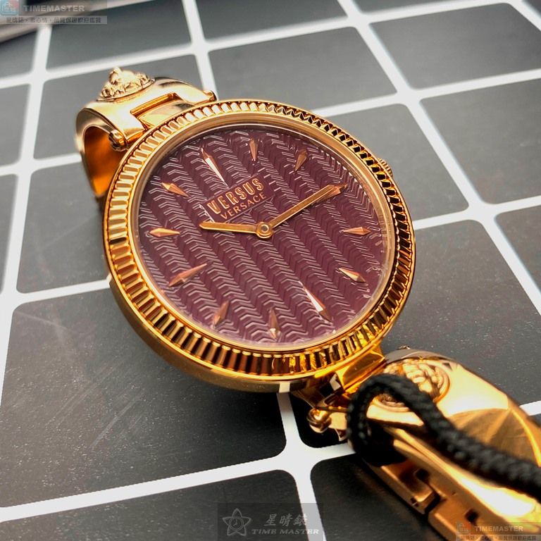 [星晴錶業]VERSUS VERSACE手錶,34mm,VV00302香檳紅錶面玫瑰金錶殼玫瑰金色精鋼錶帶款, , large