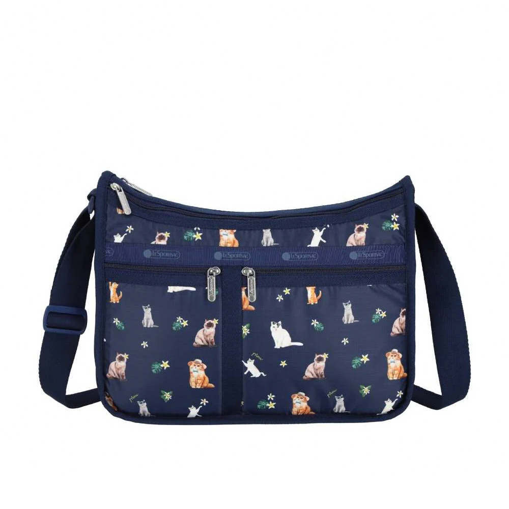 Lesportsac Deluxe Everyday Bag 經典斜背包 側背包 通勤旅行包 女包 男包(熱帶度假貓咪), , large