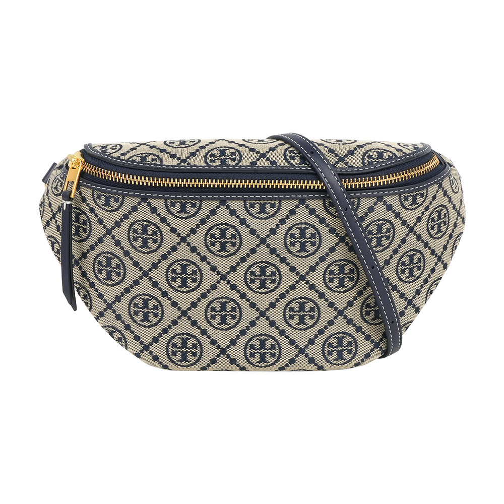 TORY BURCH T Monogram 標誌緹花拉鍊腰包(海軍藍), , large